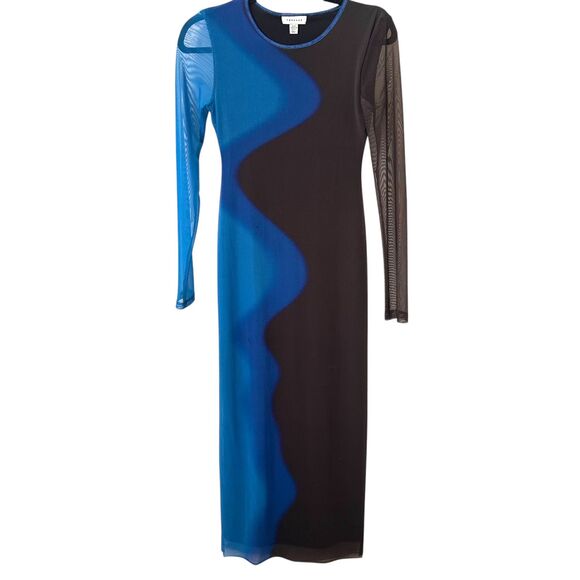 TOPSHOP Mesh Abstract Bodycon Midi Dress‎ Sz 0-2 - Picture 2 of 7